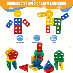 Wooden Montessori Sorting Blocks for Toddlers