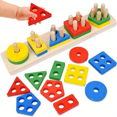 Wooden Montessori Sorting Blocks for Toddlers