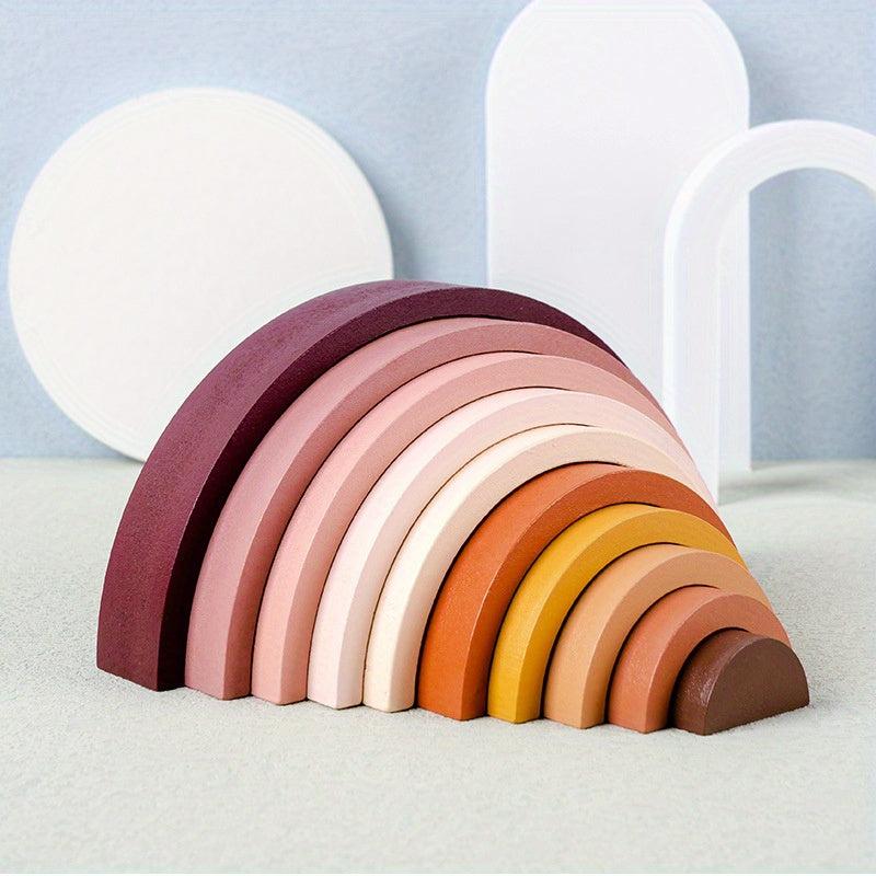 10-Layer Rainbow Building Blocks for Early Education Puzzle Wooden Toys
