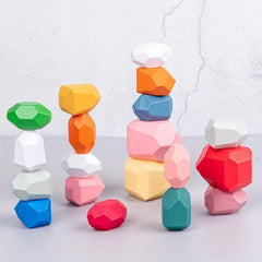 Wooden Stacking Rocks Balancing Stones Building Blocks Montessori Learning Toys