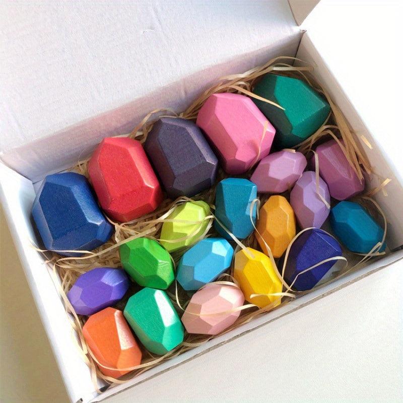 Wooden Stacking Rocks Balancing Stones Building Blocks Montessori Learning Toys