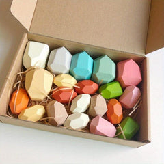 Wooden Stacking Rocks Balancing Stones Building Blocks Montessori Learning Toys