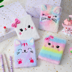 Cartoon Plush Notebook for Students in Autumn & Winter