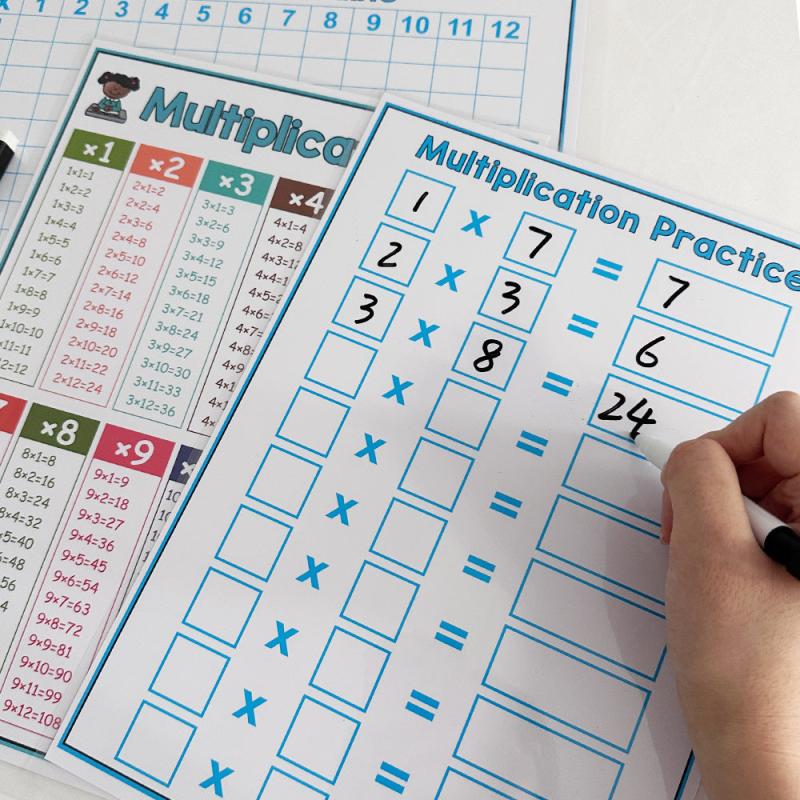 Multiplication Chart Practice Posters Dry Erase Board Math Manipulatives