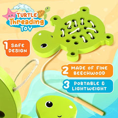 Wooden Turtle Travel Toy for Preschool Motor Skills