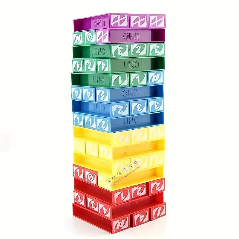 Colorful Stacking Tower Parent Child Puzzle Game Build Draw Learn Blocks