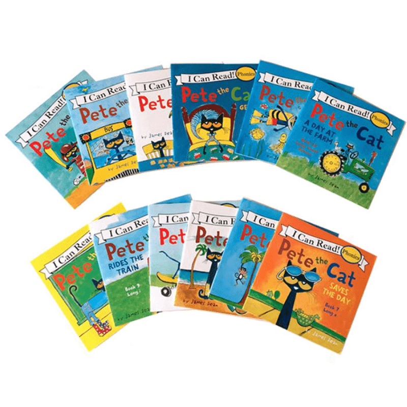 12 Pete The Cat Phonics Learning Books - CVC & Long Vowel Words