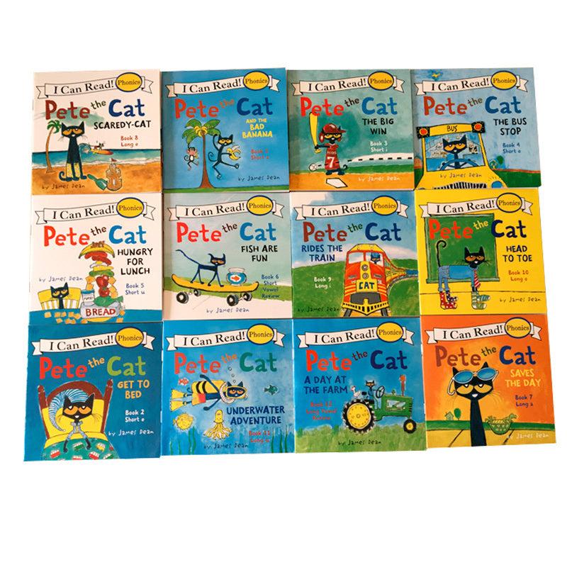 12 Pete The Cat Phonics Learning Books - CVC & Long Vowel Words