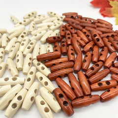 50pcs 2 Holes Olive Shape Wooden Toggle Buttons DIY Craft Accessory