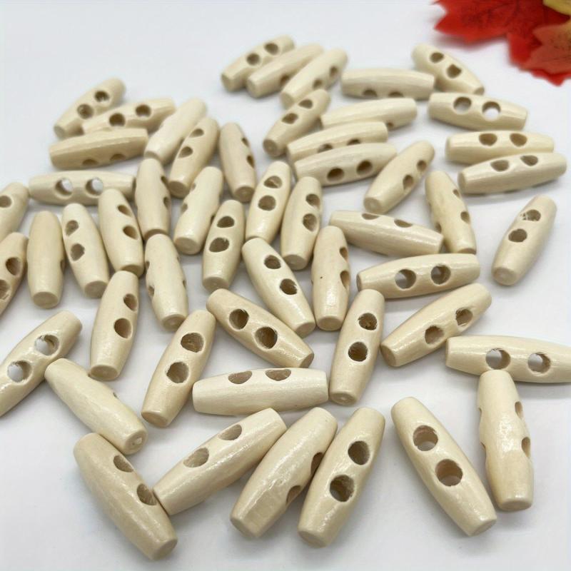 50pcs 2 Holes Olive Shape Wooden Toggle Buttons DIY Craft Accessory