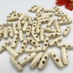 50pcs 2 Holes Olive Shape Wooden Toggle Buttons DIY Craft Accessory