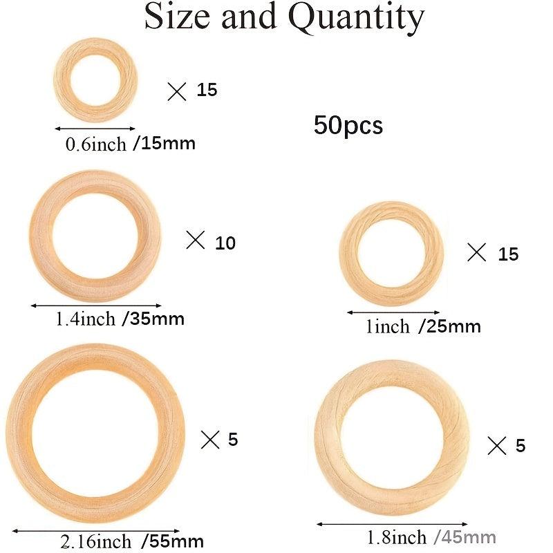 50-100pcs Natural Wooden Rings for Craft Jewelry Making