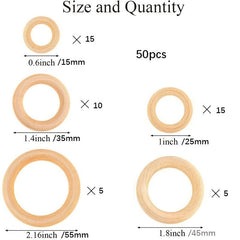 50-100pcs Natural Wooden Rings for Craft Jewelry Making