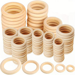 50-100pcs Natural Wooden Rings for Craft Jewelry Making