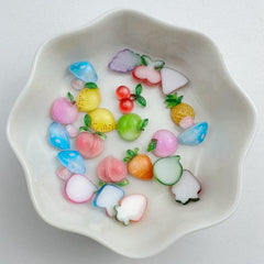 20pcs Resin Mini Strawberry Cherry Mushroom Flat Back Manicure Embellishments