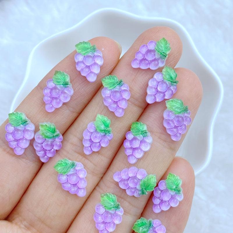 20pcs Resin Mini Strawberry Cherry Mushroom Flat Back Manicure Embellishments