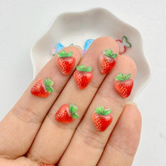 20pcs Resin Mini Strawberry Cherry Mushroom Flat Back Manicure Embellishments