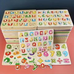 Wooden Peg Puzzles For Kids Montessori Alphabet Number Shape