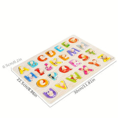Wooden Peg Puzzles For Kids Montessori Alphabet Number Shape