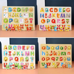 Wooden Peg Puzzles For Kids Montessori Alphabet Number Shape
