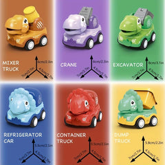 6-Piece Dinosaur Cars Set for 2-Year-Olds