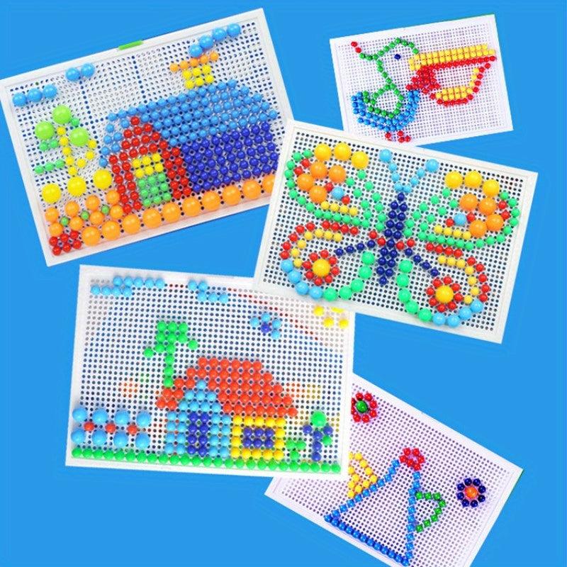 296pcs Mushroom Nail Puzzle Toy Set Creative Exercise Focus