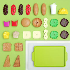 Kids Play House Puzzle Exercise Toy Mini Hamburger French Fries Kitchen Set