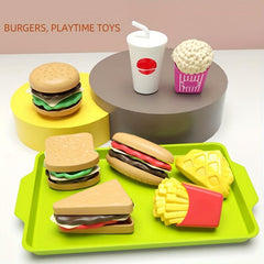 Kids Play House Puzzle Exercise Toy Mini Hamburger French Fries Kitchen Set
