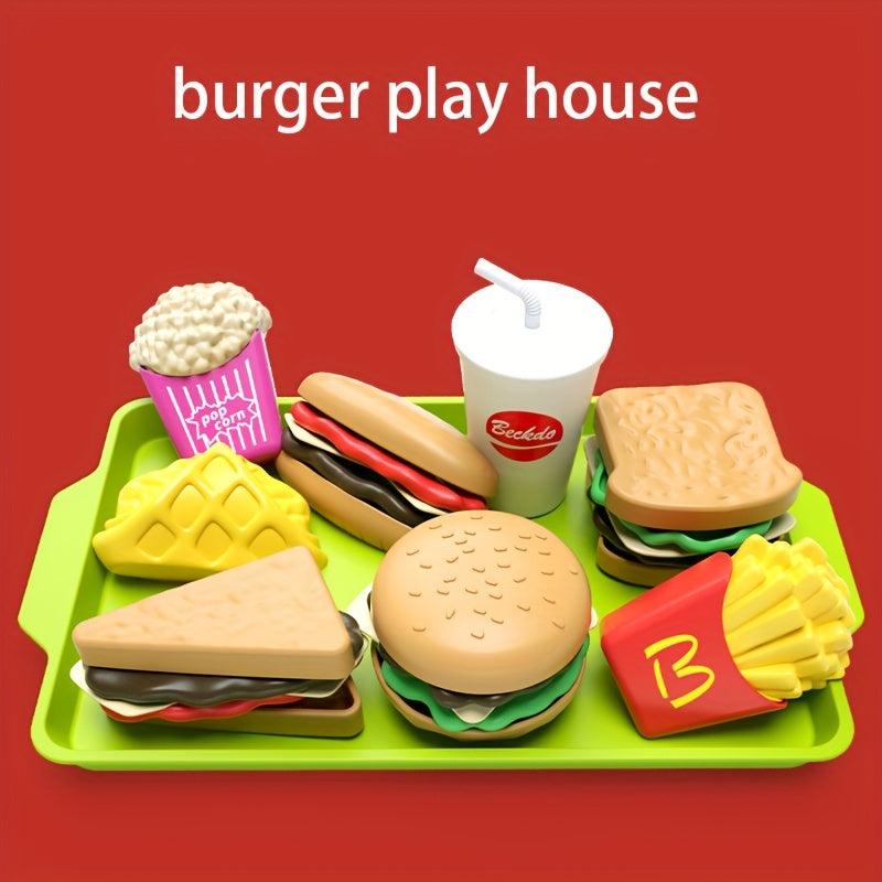 Kids Play House Puzzle Exercise Toy Mini Hamburger French Fries Kitchen Set