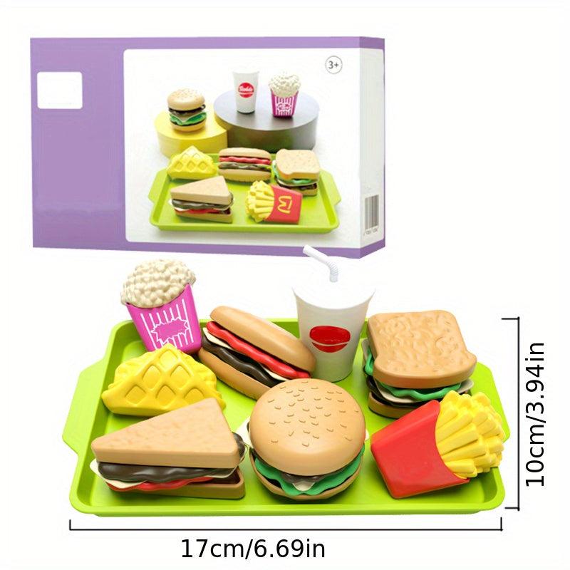 Kids Play House Puzzle Exercise Toy Mini Hamburger French Fries Kitchen Set