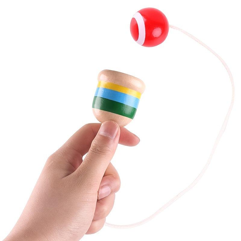 Kendama Wooden Skills Cup Traditional Toy Red Improve Coordination Reflexes Exer