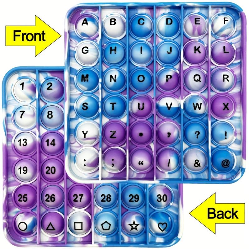 Tie Dye Square Alphabet Numbers Push Bubble Pop Educational Toys