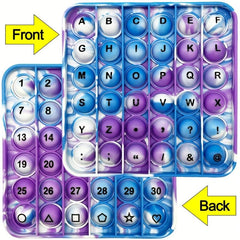 Tie Dye Square Alphabet Numbers Push Bubble Pop Educational Toys