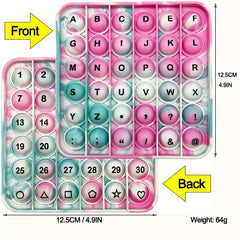 Tie Dye Square Alphabet Numbers Push Bubble Pop Educational Toys