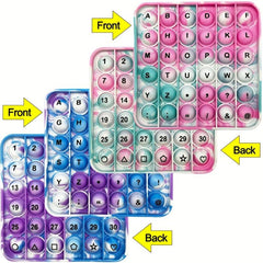 Tie Dye Square Alphabet Numbers Push Bubble Pop Educational Toys