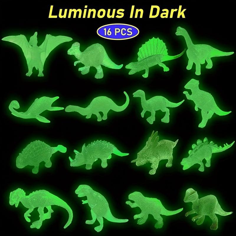 16pcs Luminous Dinosaur Toy Soft Glue T-Rex Model Boy Girl Gift