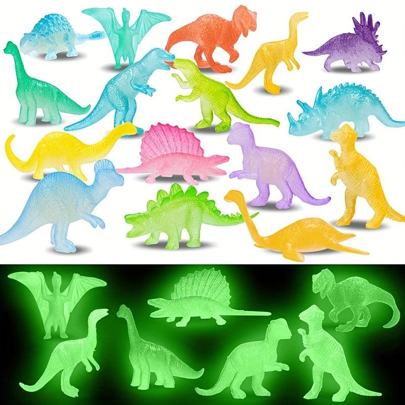 16pcs Luminous Dinosaur Toy Soft Glue T-Rex Model Boy Girl Gift
