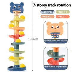 Kids Ramp Toy Basketball Track Fun Tower Rotating Ball Rolling Puzzle Game