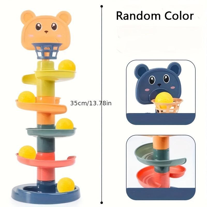 Kids Ramp Toy Basketball Track Fun Tower Rotating Ball Rolling Puzzle Game