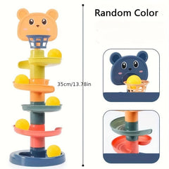 Kids Ramp Toy Basketball Track Fun Tower Rotating Ball Rolling Puzzle Game
