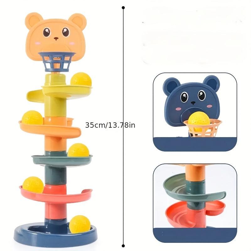 Kids Ramp Toy Basketball Track Fun Tower Rotating Ball Rolling Puzzle Game