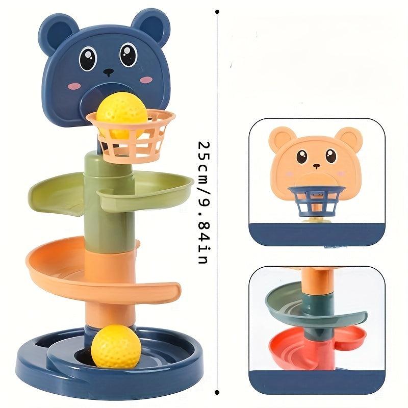 Kids Ramp Toy Basketball Track Fun Tower Rotating Ball Rolling Puzzle Game