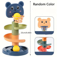 Kids Ramp Toy Basketball Track Fun Tower Rotating Ball Rolling Puzzle Game