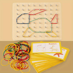 Montessori Shape Peg Board Educational Games Wooden Toy