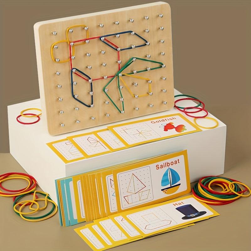 Montessori Shape Peg Board Educational Games Wooden Toy