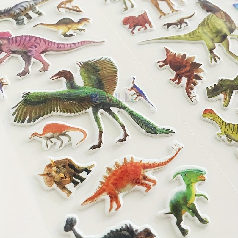 12 Sheets 3D Dinosaur Stickers for Notebooks Skateboards Phones