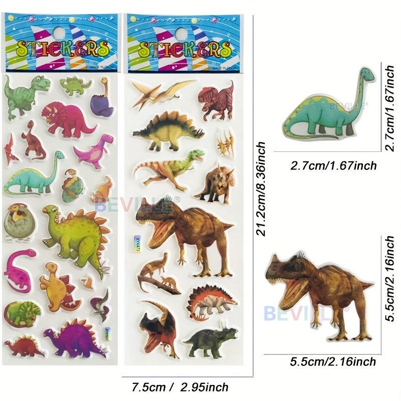 12 Sheets 3D Dinosaur Stickers for Notebooks Skateboards Phones