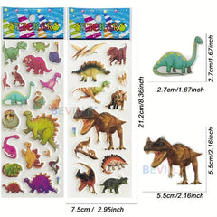 12 Sheets 3D Dinosaur Stickers for Notebooks Skateboards Phones
