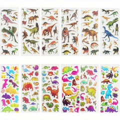 12 Sheets 3D Dinosaur Stickers for Notebooks Skateboards Phones