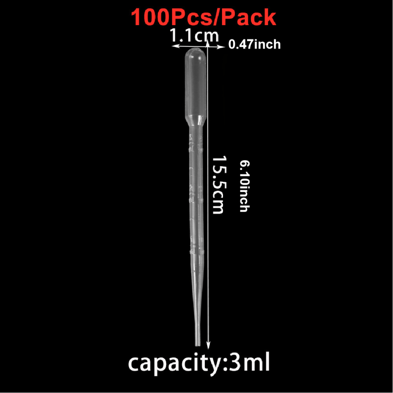 100 Disposable Pipettes - 0.2/3ML for Crafting & Resin